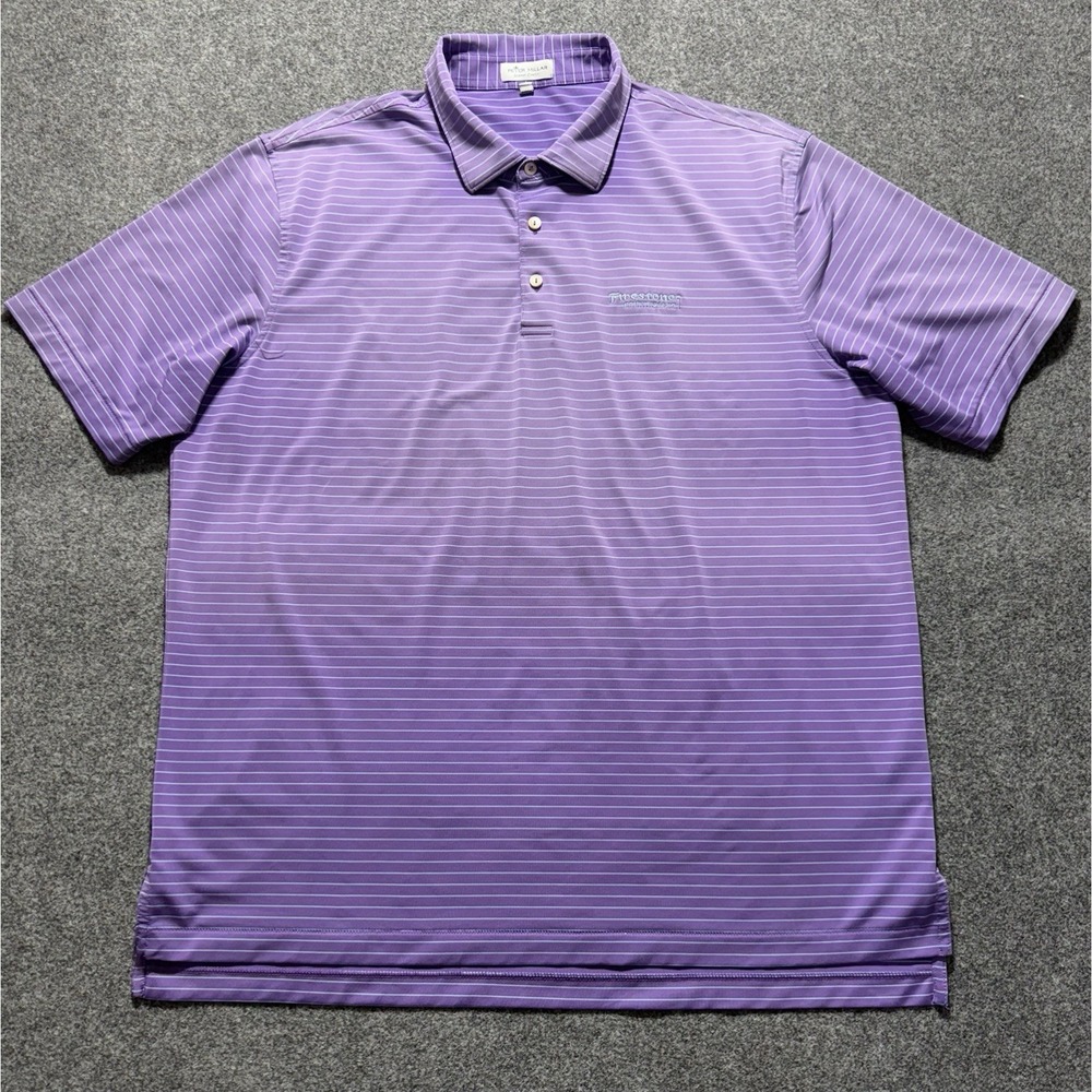 Peter Millar Summer Comfort Polo Men's XL Stripe Purple Blue Golf Firestone